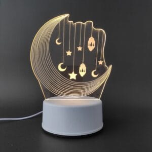 Moon With Hanging Decor Acrylic Lamp