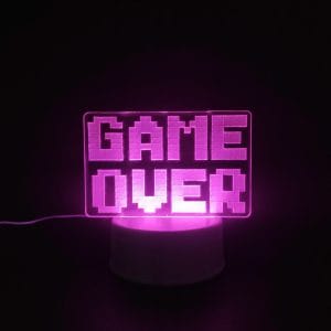 Game Over Acrylic Lamp - Pink