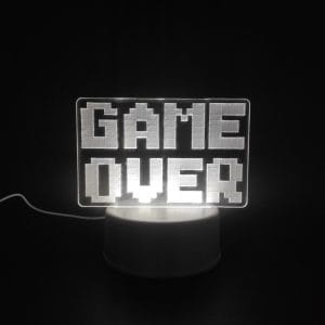 Game Over Acrylic Lamp - White