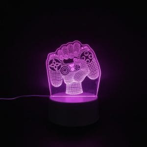 Controller In Hand Acrylic Lamp - Pink