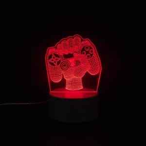 Controller In Hand Acrylic Lamp - Red