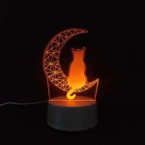 Cat on Moon Acrylic Lamp