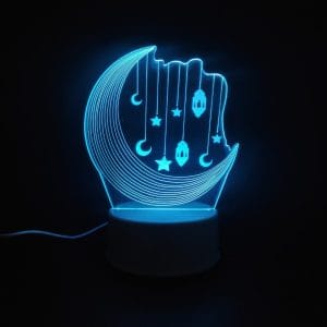 Moon With Hanging Decor Acrylic Lamp