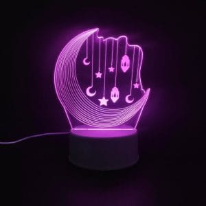 Moon With Hanging Decor Acrylic Lamp