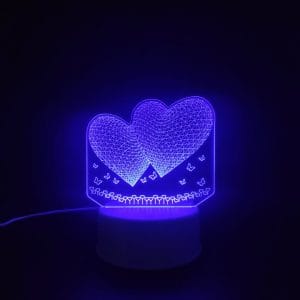 2 Hearts Acrylic Lamp
