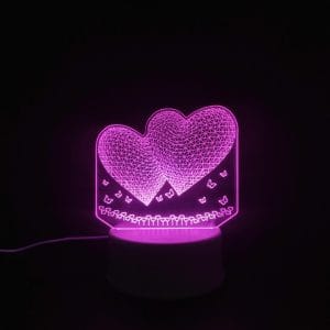 2 Hearts Acrylic Lamp