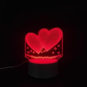 2 Hearts Acrylic Lamp