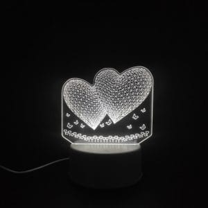 2 Hearts Acrylic Lamp