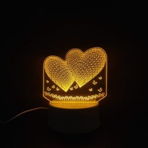 2 Hearts Acrylic Lamp