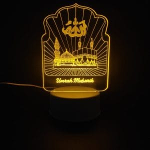 Holy Mosques with Umrah Mubarik Acrylic Lamp