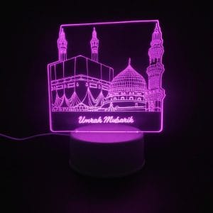 Holy Mosques with Umrah Mubarik Acrylic Lamp