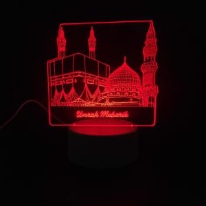 Holy Mosques with Umrah Mubarik Acrylic Lamp