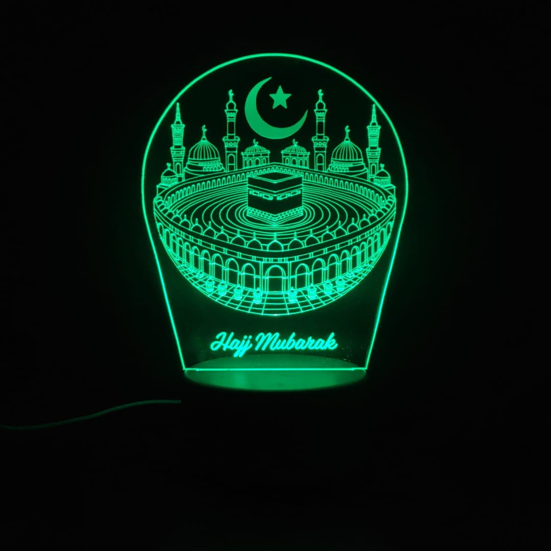 Khana Kaaba with Hajj Mubarak Acrylic Lamp