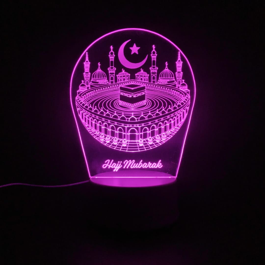 Khana Kaaba with Hajj Mubarak Acrylic Lamp