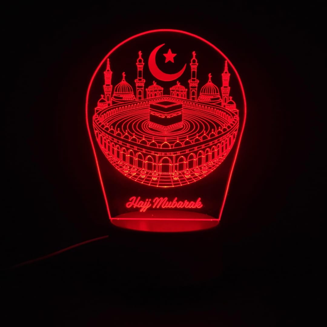 Khana Kaaba with Hajj Mubarak Acrylic Lamp