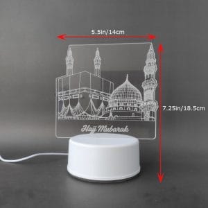 Holy Mosques with Hajj Mubarak Acrylic Lamp