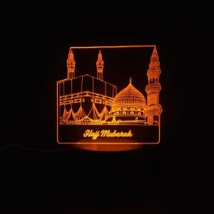 Holy Mosques with Hajj Mubarak Acrylic Lamp