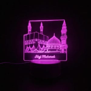 Holy Mosques with Hajj Mubarak Acrylic Lamp