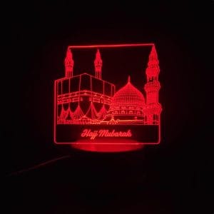 Holy Mosques with Hajj Mubarak Acrylic Lamp