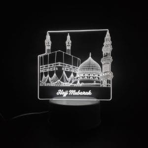 Holy Mosques with Hajj Mubarak Acrylic Lamp