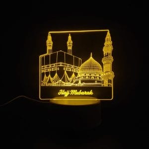 Holy Mosques with Hajj Mubarak Acrylic Lamp