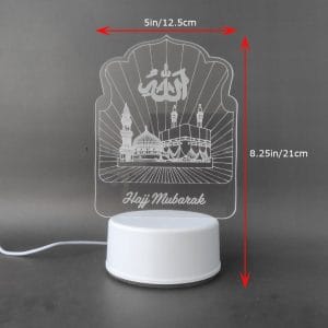 Holy Mosques with Hajj Mubarak Acrylic Lamp