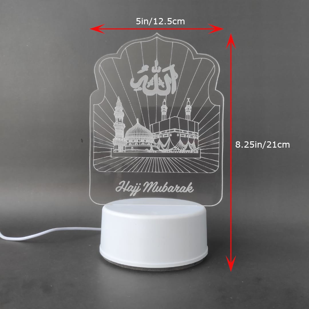 Holy Mosques with Hajj Mubarak Acrylic Lamp