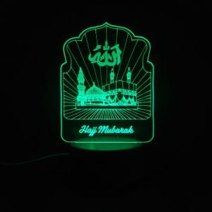 Holy Mosques with Hajj Mubarak Acrylic Lamp