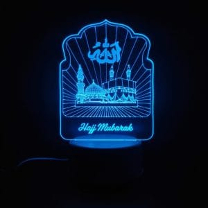 Holy Mosques with Hajj Mubarak Acrylic Lamp