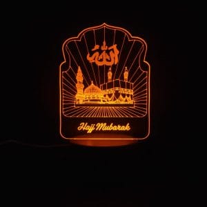 Holy Mosques with Hajj Mubarak Acrylic Lamp