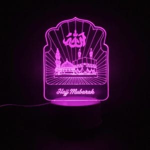 Holy Mosques with Hajj Mubarak Acrylic Lamp