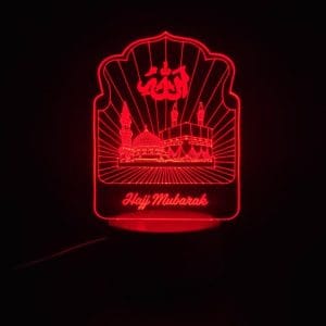 Holy Mosques with Hajj Mubarak Acrylic Lamp