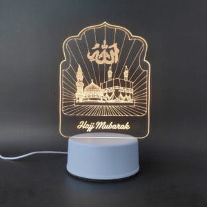 Holy Mosques with Hajj Mubarak Acrylic Lamp