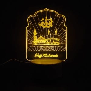 Holy Mosques with Hajj Mubarak Acrylic Lamp